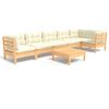vidaXL Garden Lounge Set Cream Solid pinewood, fabric (100% polyester)