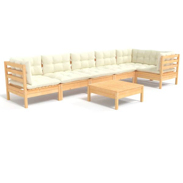 vidaXL Garden Lounge Set Cream Solid pinewood, fabric (100% polyester)
