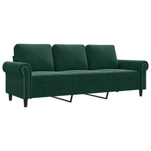 vidaXL 3-seater Sofa Dark Green Velvet, Metal, Textilene 3-Seater