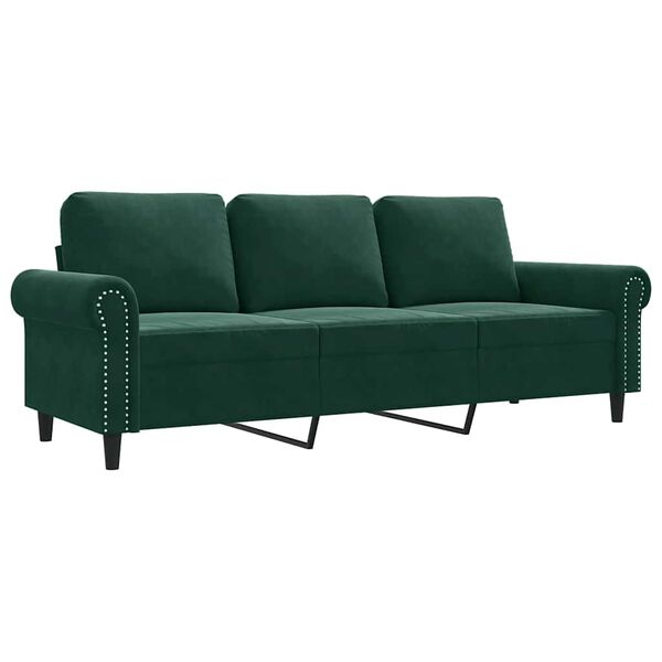 vidaXL 3-seater Sofa Dark Green Velvet, Metal, Textilene 3-Seater