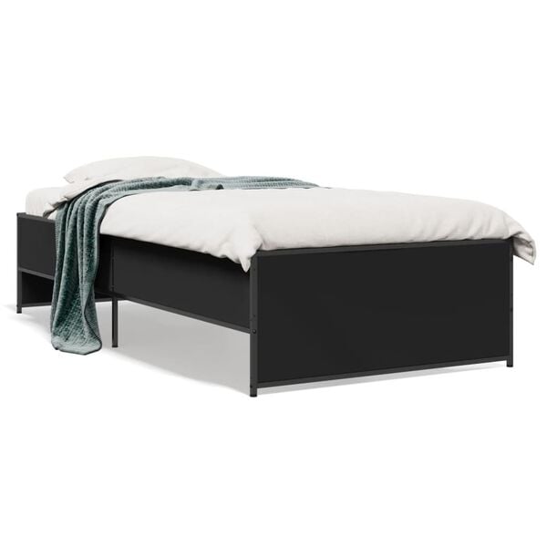vidaXL Bed Frame Black Engineered wood, metal, plywood Twin Durable
