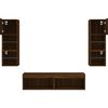 vidaXL TV Wall Unit Set of 6 Brown Oak Engineered Wood, Glass Large