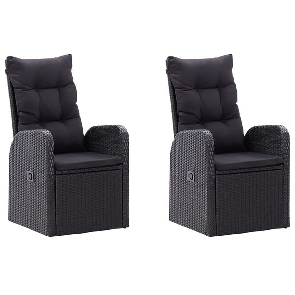 vidaXL 5 Piece Patio Dining Set with Cushions Poly Rattan Black