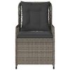 vidaXL Reclining Garden Chair Grey PE rattan Standard Outdoor Chair Size