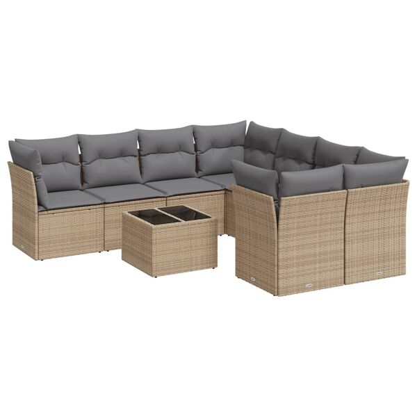 vidaXL Garden Sofa Set Beige, Light Grey