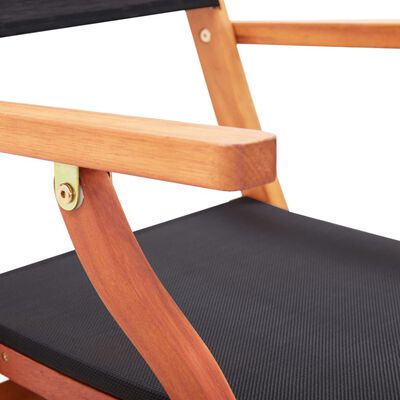 vidaXL Folding Patio Chairs 4 pcs Black Solid Wood Eucalyptus and Textilene