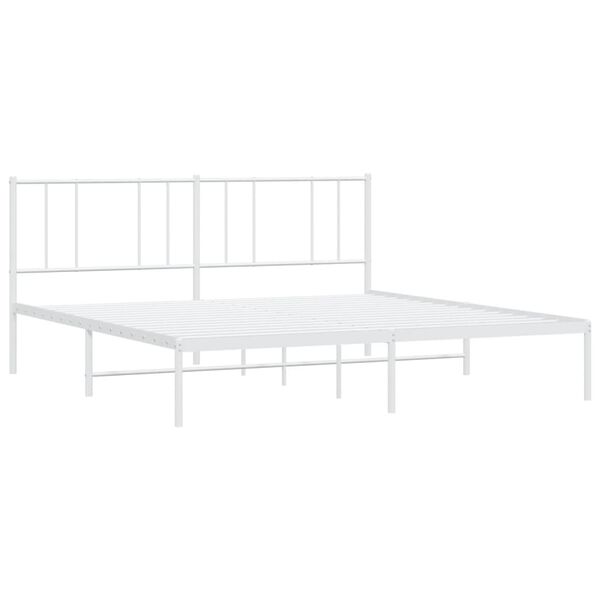 vidaXL Bed Frame White Powder-coated steel Super King Bed Frame