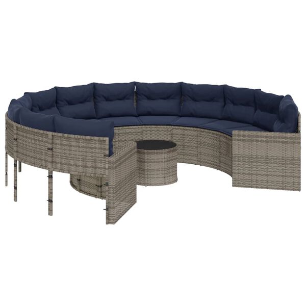 vidaXL Patio Sofa Gray PE rattan Large UV-resistant materials