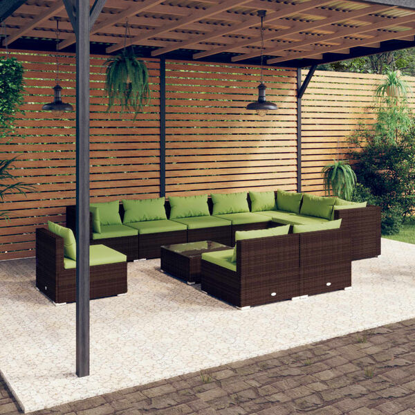 vidaXL Garden Lounge Set Brown, Green PE rattan Large Modular