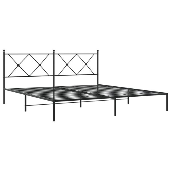 vidaXL Bed Frame Black Powder-Coated Steel Double Bed Frame