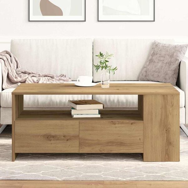 vidaXL Coffee Table with Drawer Artisan Oak 40.16 x 21.65 x 17.13 in