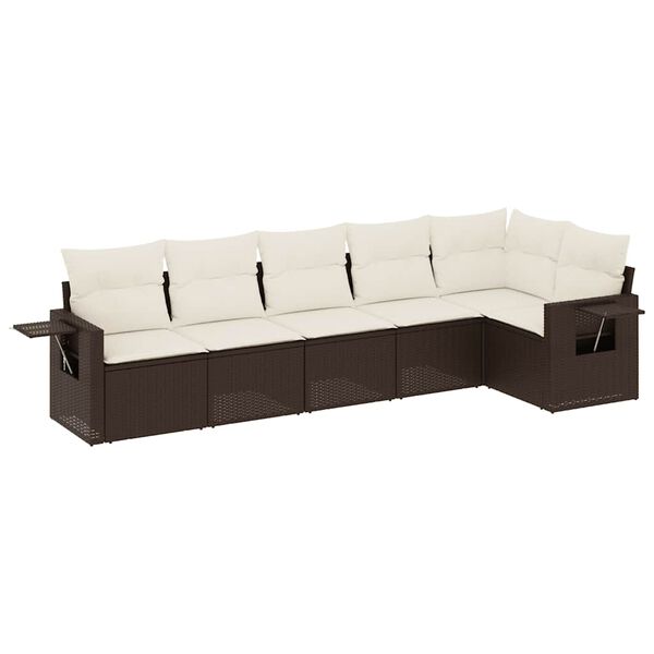 vidaXL Garden Sofa Set Brown, Cream White PE Rattan Large