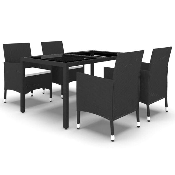 vidaXL Garden Dining Set Black, Cream White