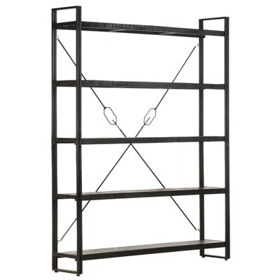 vidaXL 5-Tier Bookcase Black 55.1"x11.8"x70.9" Solid Mango Wood