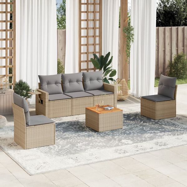 vidaXL Garden Sofa Set Beige PE Rattan Large Modular Garden Sofa Set