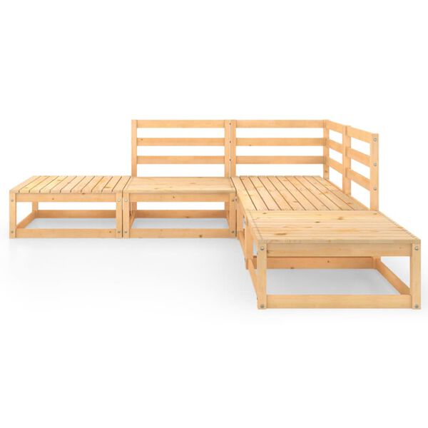 vidaXL Garden Lounge Set Natural Pine Solid Pine Wood 5 Piece Set