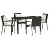 vidaXL Garden Dining Set with Cushion 5 pcs Black Poly Rattan