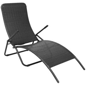 vidaXL Sun Lounger Black PE rattan, Powder-coated steel Standard
