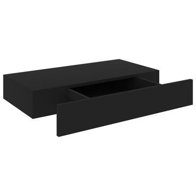 vidaXL Floating Wall Shelf with Drawer Black 18.9"x9.8"x3.1"
