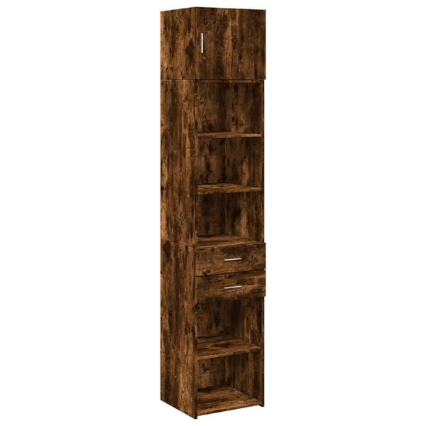 vidaXL Slim Storage Cabinet Smoked Oak Engineered Wood Slim