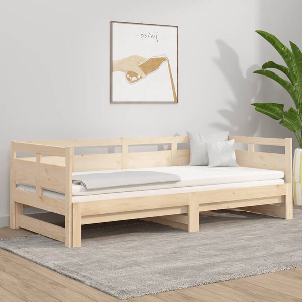 vidaXL Pull-out Day Bed Pine wood color Solid pine wood Double