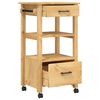 vidaXL Kitchen Trolley MONZA 18.9"x15.7"x34.8" Solid Wood Pine