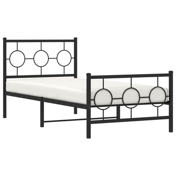 vidaXL Bed Frame Black Powder-Coated Steel Twin Durable Bed Frame