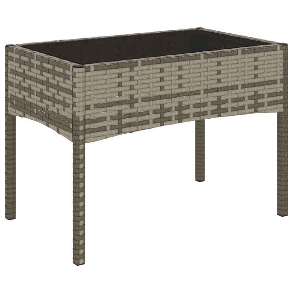 vidaXL Garden Lounge Set Grey Poly Rattan, Polyester