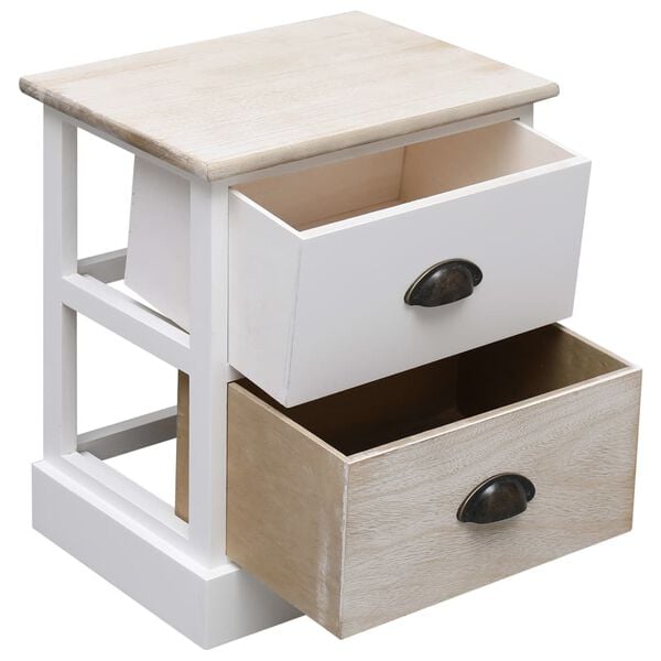 vidaXL Cabinet Set of 2 White and Natural Paulownia Wood Small