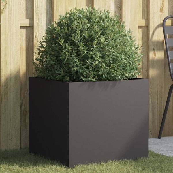 vidaXL Planter Black Cold-rolled steel Medium Decorative Inlays