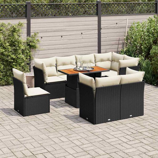 vidaXL Garden Sofa Set Black