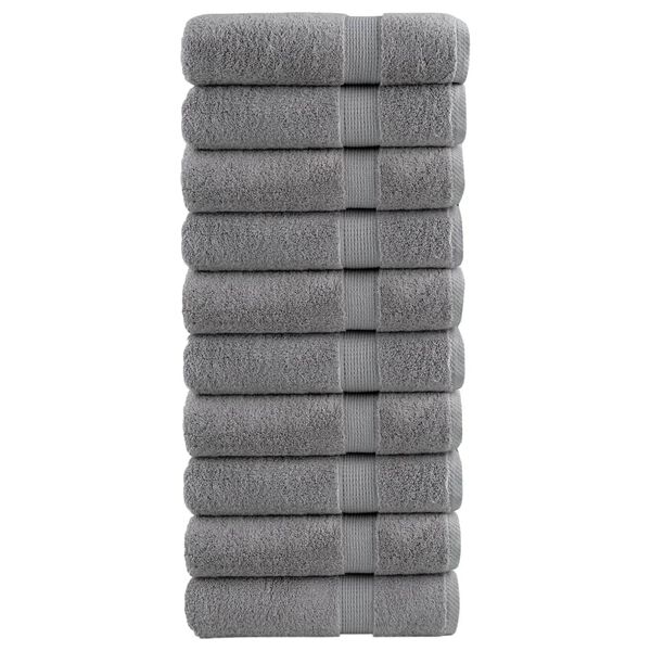 vidaXL Bath Towel Set of 10 Grey 100% Ring-spun Cotton Large Durable