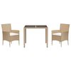 vidaXL 3 Piece Patio Dining Set with Cushions Beige Poly Rattan