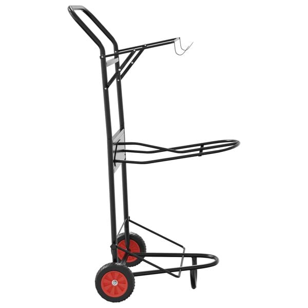 vidaXL Saddle Trolley Black Steel Compact Collapsible Saddle Trolley