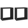 vidaXL Cube Shelf Set of 2 Black Engineered wood Small Wall Shelf