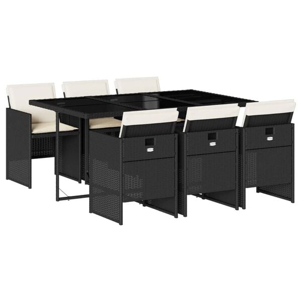 vidaXL Garden Dining Set Black, Cream White