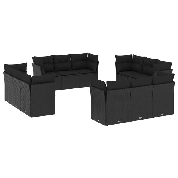 vidaXL Garden Sofa Set Black PE Rattan Modular Garden Sofa Set