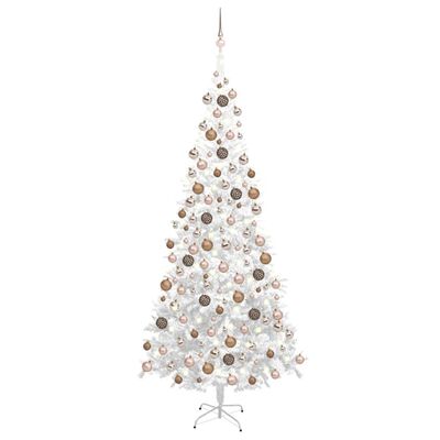 vidaXL Artificial Pre-lit Christmas Tree with Ball Set L 94.5" White