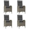 vidaXL Garden Dining Set Grey Poly Rattan 5 Piece Adjustable Armrests