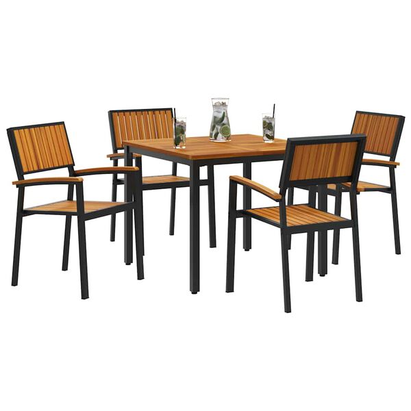 vidaXL Garden Dining Set 5 pcs Black and brown
