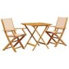 vidaXL Bistro Set Beige Solid acacia wood, 100% polyester 3 Piece Set