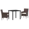 vidaXL Garden Dining Set with Cushion 3 pcs Brown Poly Rattan