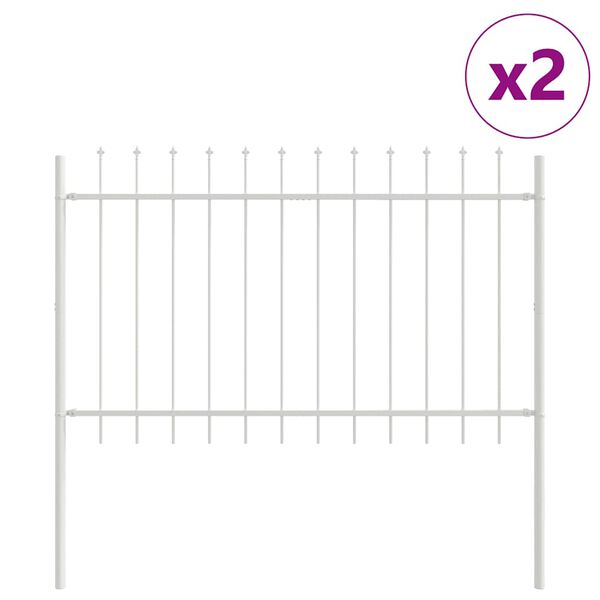 vidaXL Garden Fence 2 pcs White 11.15 x 2.62 ft Powder-coated Steel