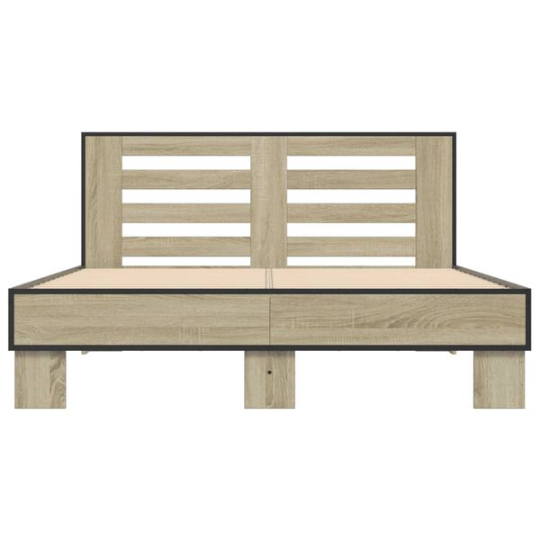 vidaXL Bed Frame Sonoma Oak Engineered wood, metal, plywood 47.2 x 74.8 in