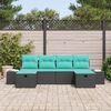 vidaXL Garden Sofa Set with Pillow 6 pcs Black Poly rattan