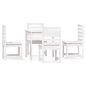 vidaXL Garden Dining Set White Solid pine wood