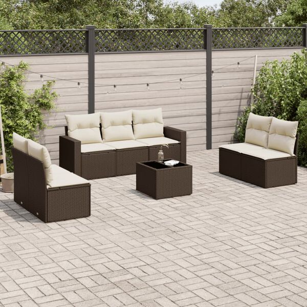 vidaXL Garden Sofa Set Brown