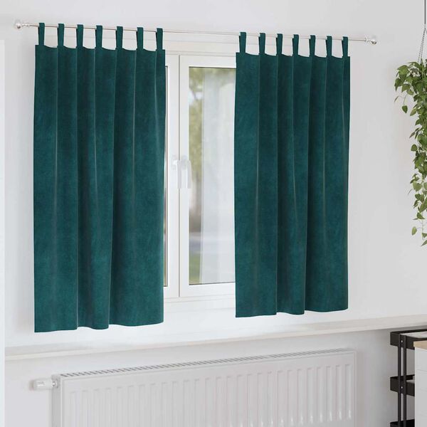 vidaXL Blackout Curtains 2 pcs Dark Green 55.12 x 68.90 in Velvet