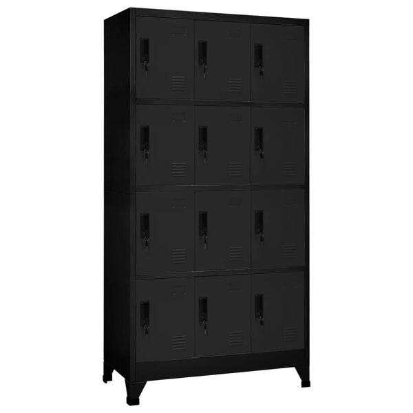 vidaXL Locker Cabinet Black Steel Large Locks Locker Cabinet