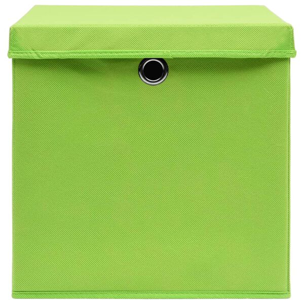 vidaXL Storage Boxes with Covers 10 pcs 11"x11"x11" Green